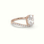 Oval Diamond Solitaire Curved Pavé Engagement Ring — Rose Gold