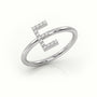 Round Cut Diamonds “E” Initials Monogram Alphabet Ring — White Gold