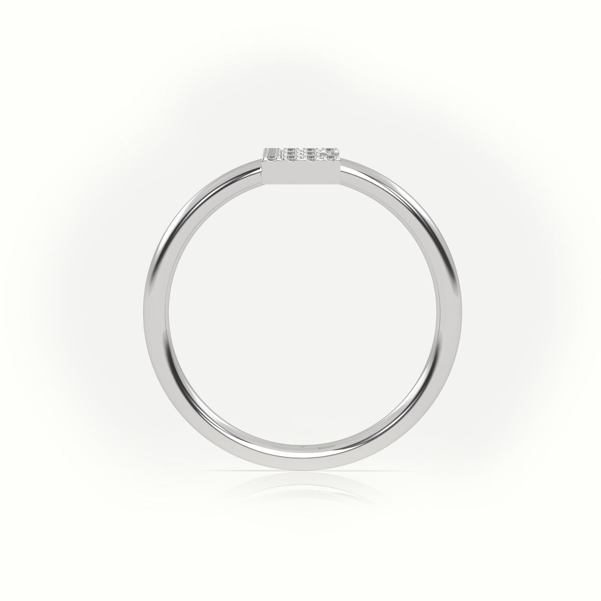 Round Cut Diamonds “E” Initials Monogram Alphabet Ring — White Gold