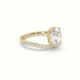 Oval Diamond Solitaire Curved Pavé Engagement Ring — Yellow Gold