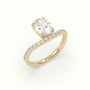 Oval Diamond Solitaire Curved Pavé Engagement Ring — Yellow Gold