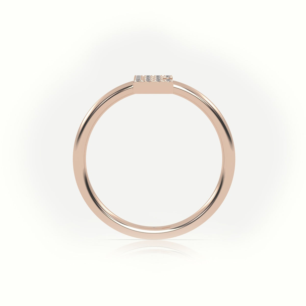 Round Cut Diamonds “E” Initials Monogram Alphabet Ring — Rose Gold
