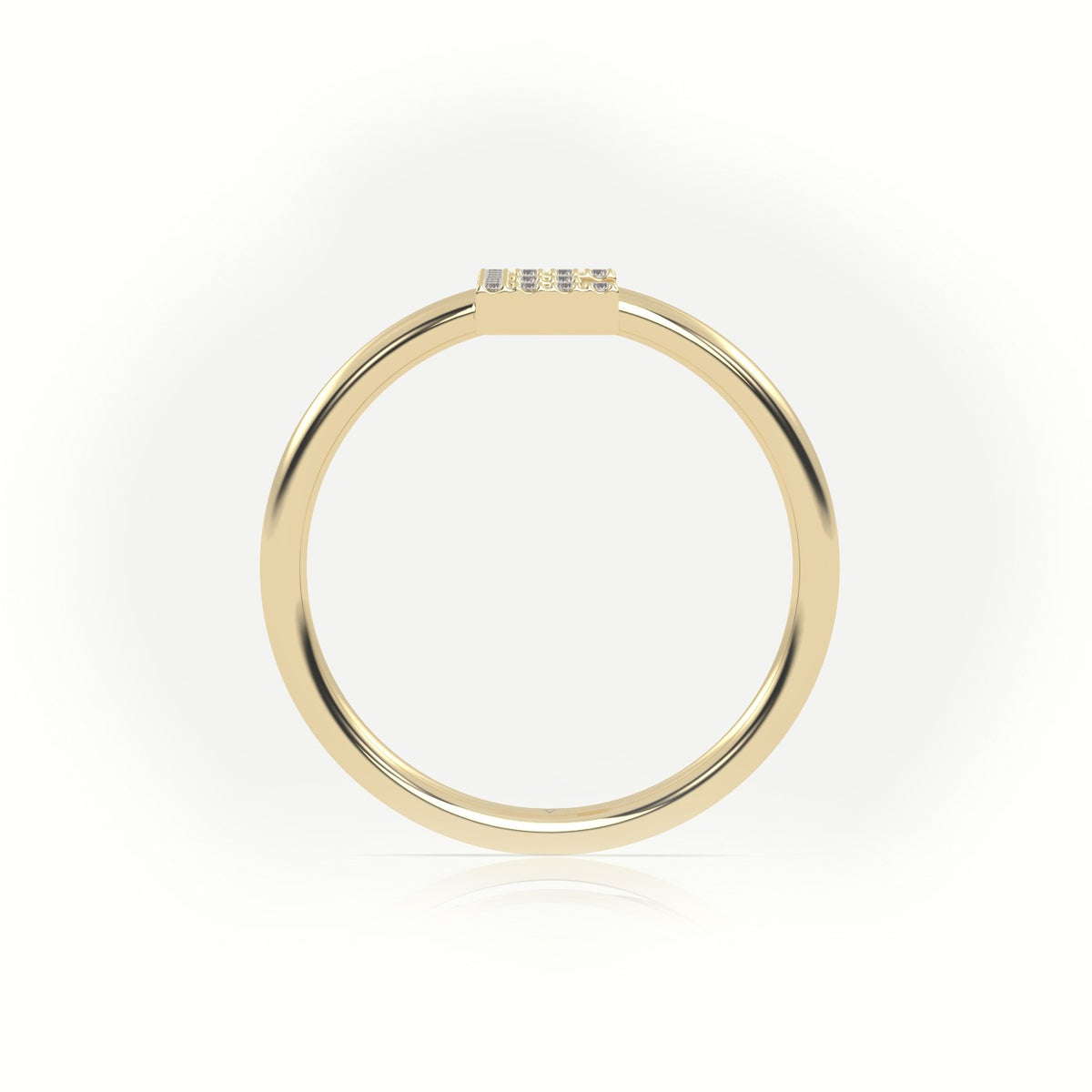 Round Cut Diamonds “E” Initials Monogram Alphabet Ring — Yellow Gold