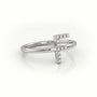 Round Cut Diamonds “F” Initials Monogram Alphabet Ring — White Gold