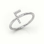 Round Cut Diamonds “F” Initials Monogram Alphabet Ring — White Gold