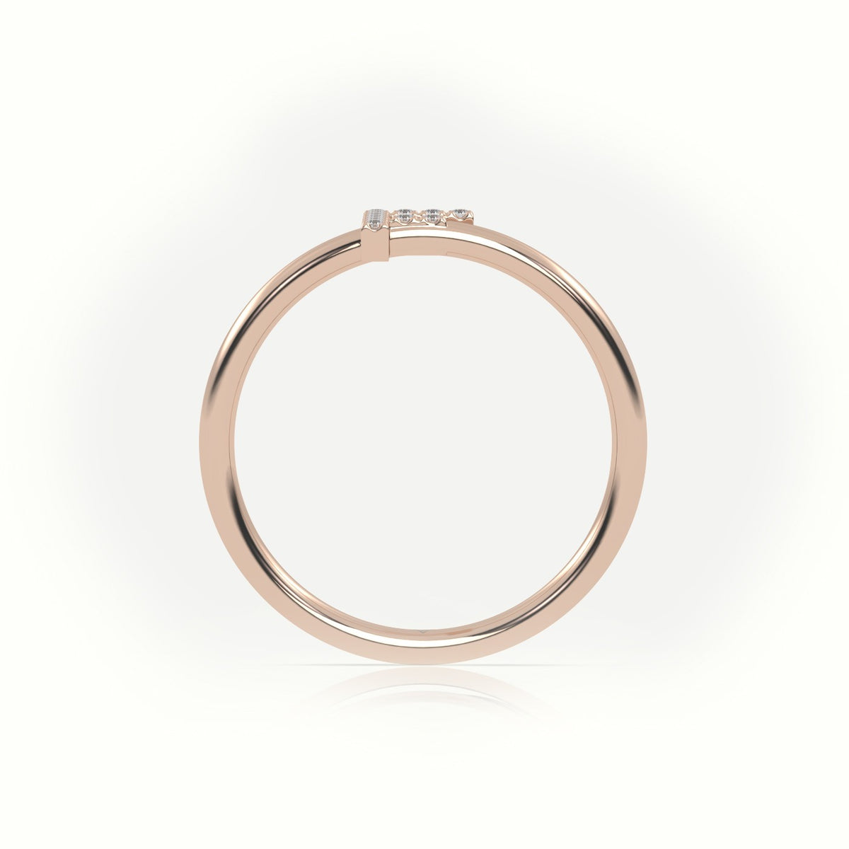 Round Cut Diamonds “F” Initials Monogram Alphabet Ring — Rose Gold