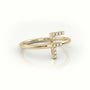 Round Cut Diamonds “F” Initials Monogram Alphabet Ring — Yellow Gold