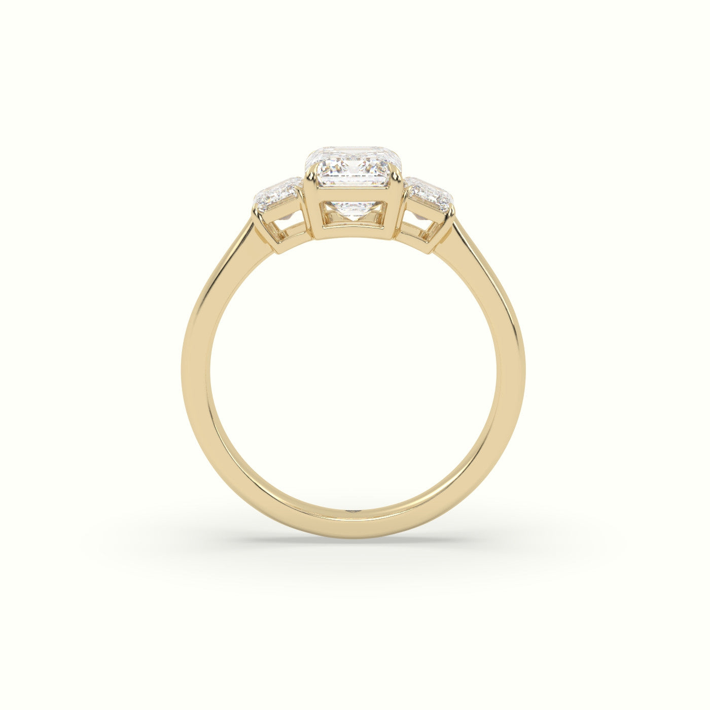 Emerald Diamond Trilogy Engagement Ring — Yellow Gold