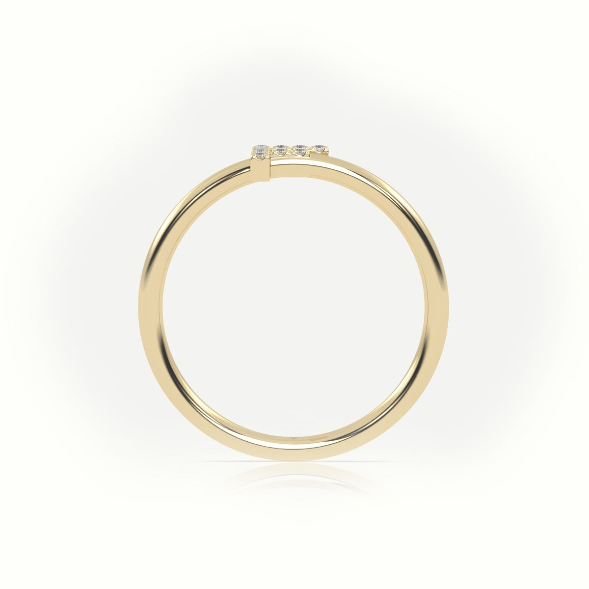 Round Cut Diamonds “F” Initials Monogram Alphabet Ring — Yellow Gold