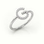 Round Cut Diamonds “G” Initials Monogram Alphabet Ring — White Gold