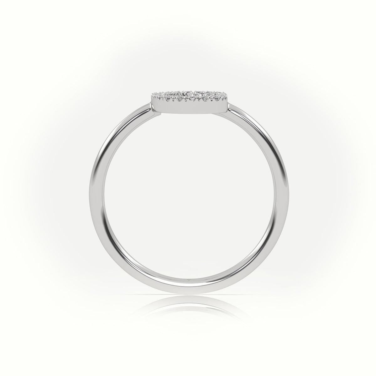 Round Cut Diamonds “G” Initials Monogram Alphabet Ring — White Gold