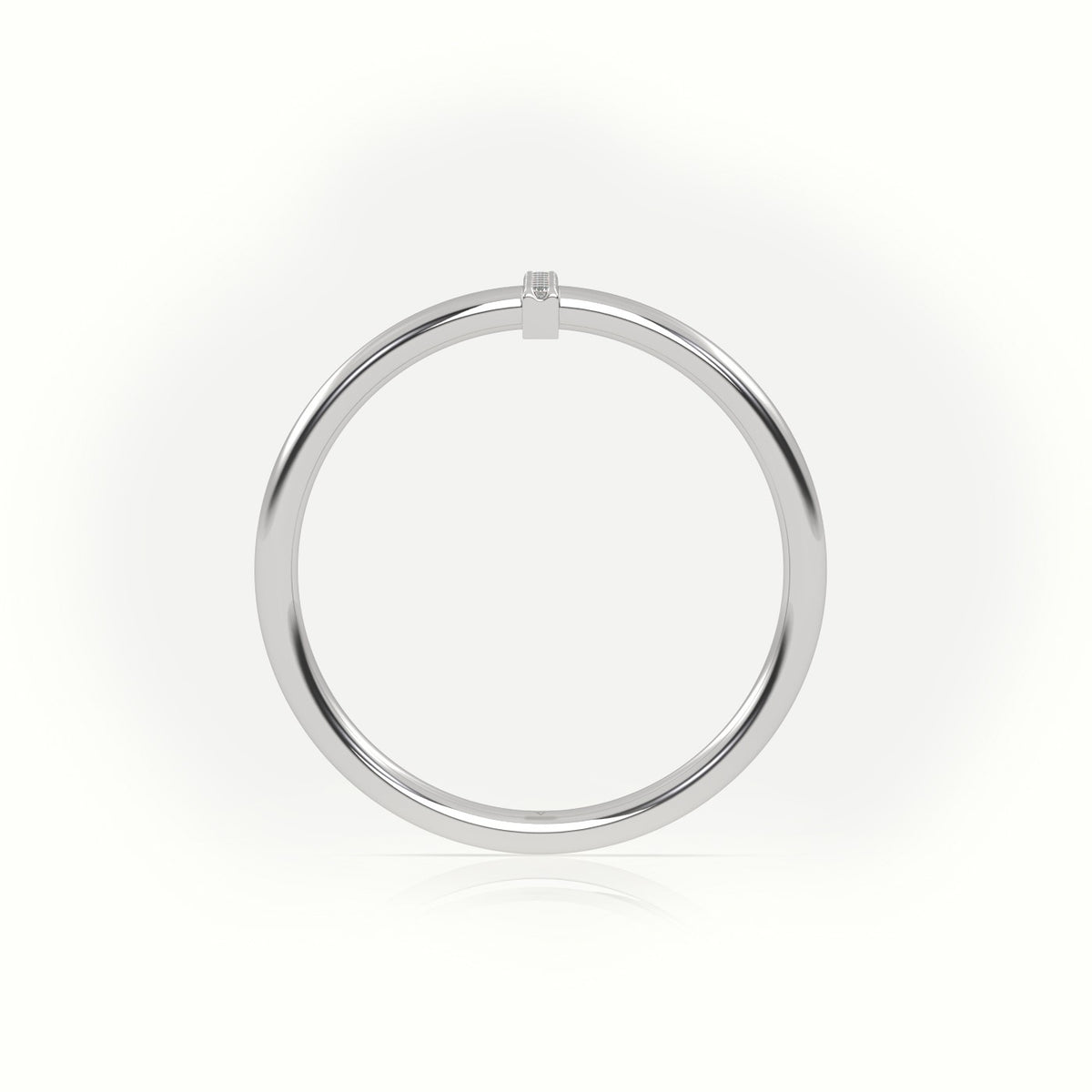 Round Cut Diamonds “I” Initials Monogram Alphabet Ring — White Gold