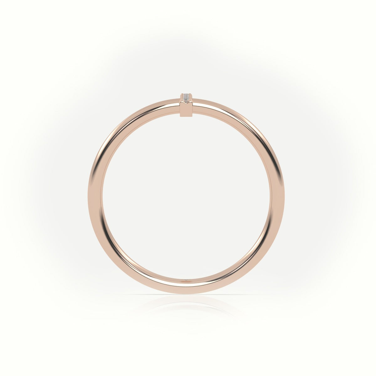 Round Cut Diamonds “I” Initials Monogram Alphabet Ring — Rose Gold