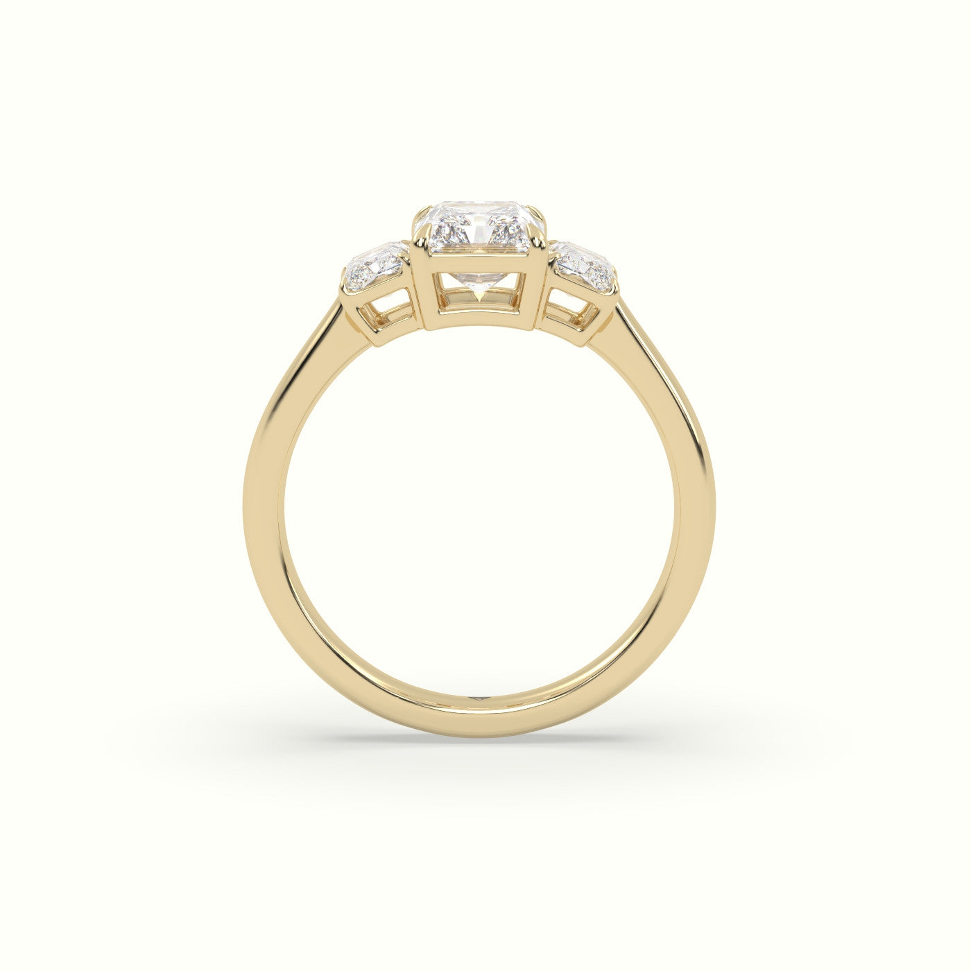 Radiant Diamond Trilogy Engagement Ring — Yellow Gold