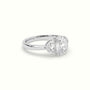 Cushion Diamond Trilogy Half Moon Engagement Ring — White Gold