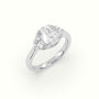 Cushion Diamond Trilogy Half Moon Engagement Ring — White Gold