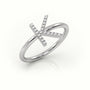 Round Cut Diamonds “K” Initials Monogram Alphabet Ring — White Gold