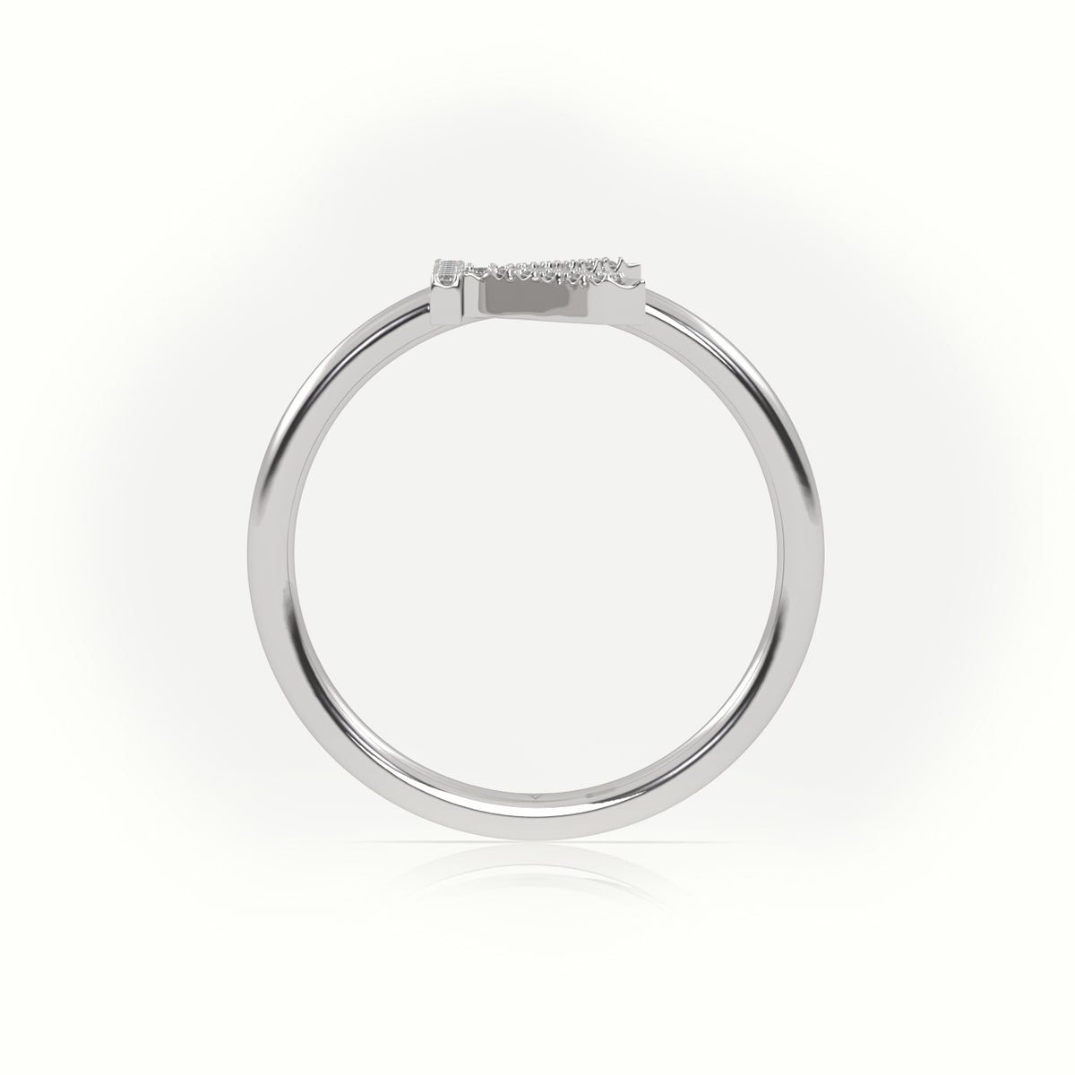 Round Cut Diamonds “K” Initials Monogram Alphabet Ring — White Gold
