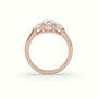Cushion Diamond Trilogy Half Moon Engagement Ring — Rose Gold