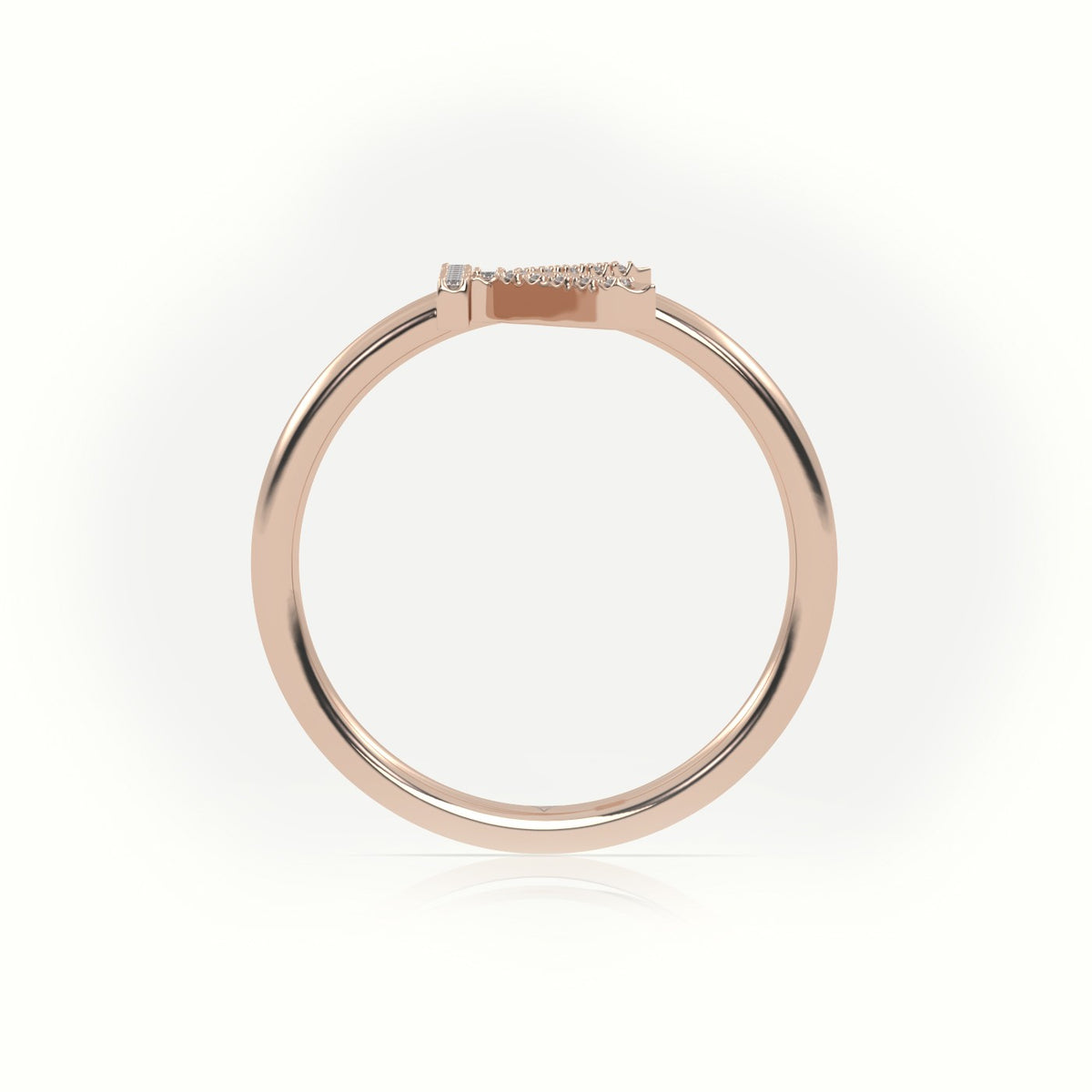 Round Cut Diamonds “K” Initials Monogram Alphabet Ring — Rose Gold
