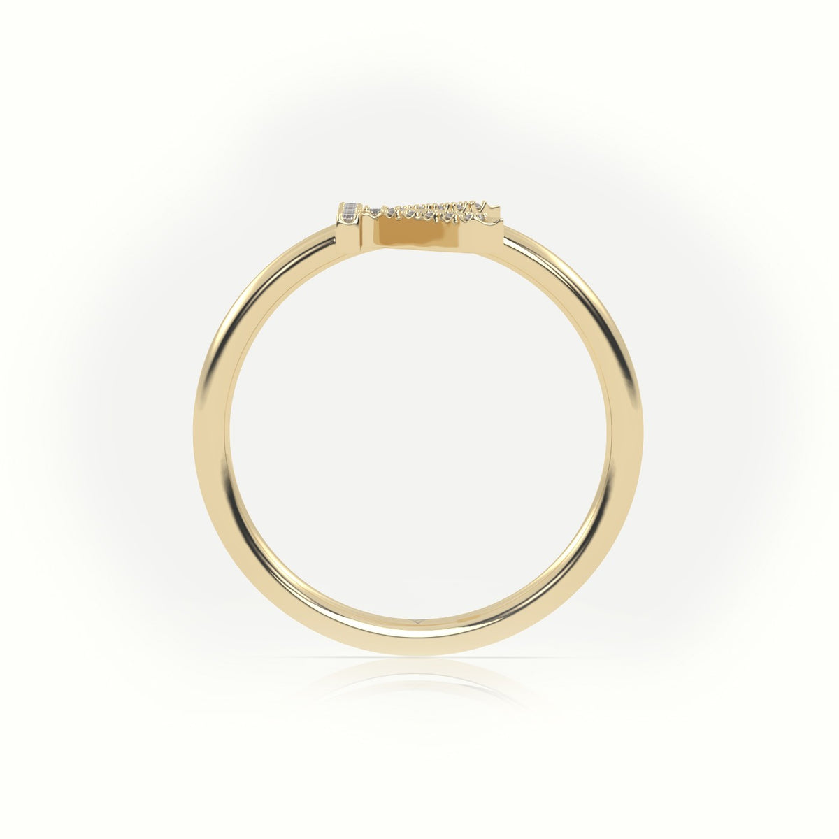 Round Cut Diamonds “K” Initials Monogram Alphabet Ring — Yellow Gold