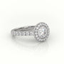 Round-Cut-Diamond 4 Prongs Halo Scallop Setting Engagement Ring — White Gold