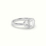 Emerald Diamond Trilogy Half Moon Engagement Ring — White Gold