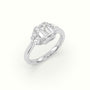 Emerald Diamond Trilogy Half Moon Engagement Ring — White Gold