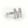 Round Cut Diamonds “M” Initials Monogram Alphabet Ring — White Gold