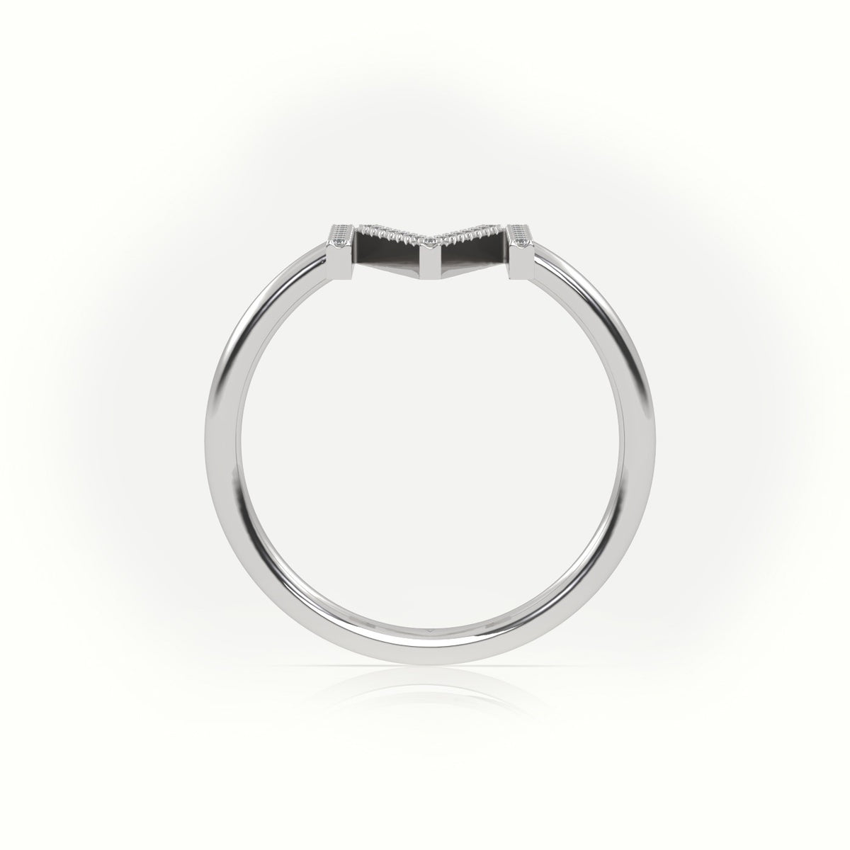 Round Cut Diamonds “M” Initials Monogram Alphabet Ring — White Gold