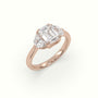 Emerald Diamond Trilogy Half Moon Engagement Ring — Rose Gold
