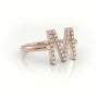 Round Cut Diamonds “M” Initials Monogram Alphabet Ring — Rose Gold