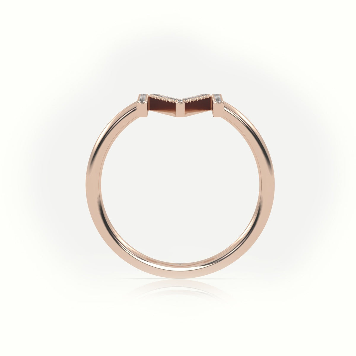 Round Cut Diamonds “M” Initials Monogram Alphabet Ring — Rose Gold