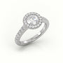 Round-Cut-Diamond 4 Prongs Halo Scallop Setting Engagement Ring — White Gold