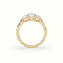 Emerald Diamond Trilogy Half Moon Engagement Ring — Yellow Gold