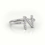 Round Cut Diamonds “N” Initials Monogram Alphabet Ring — White Gold