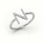 Round Cut Diamonds “N” Initials Monogram Alphabet Ring — White Gold
