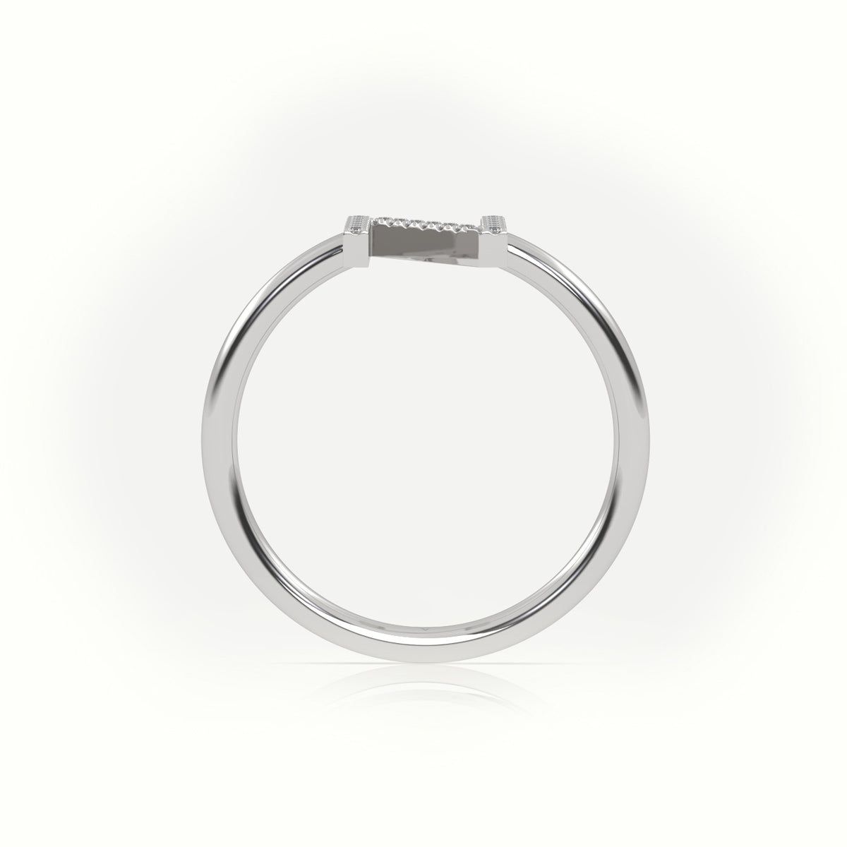 Round Cut Diamonds “N” Initials Monogram Alphabet Ring — White Gold