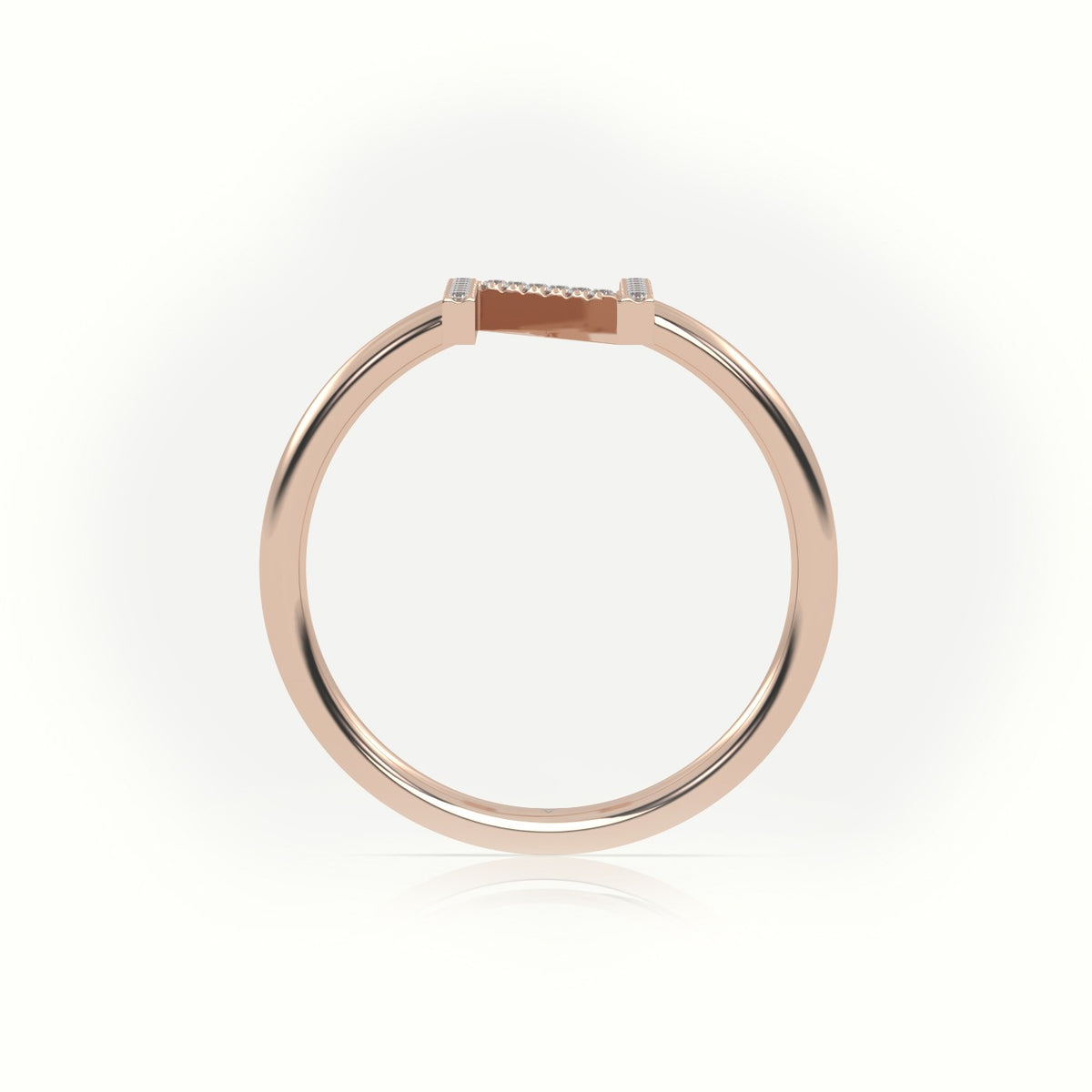 Round Cut Diamonds “N” Initials Monogram Alphabet Ring — Rose Gold