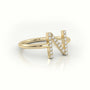 Round Cut Diamonds “N” Initials Monogram Alphabet Ring — Yellow Gold