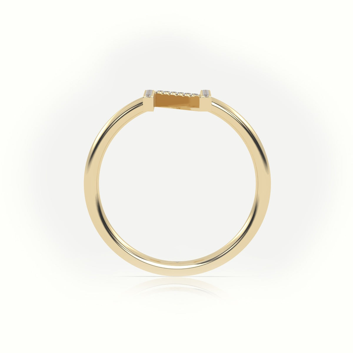 Round Cut Diamonds “N” Initials Monogram Alphabet Ring — Yellow Gold