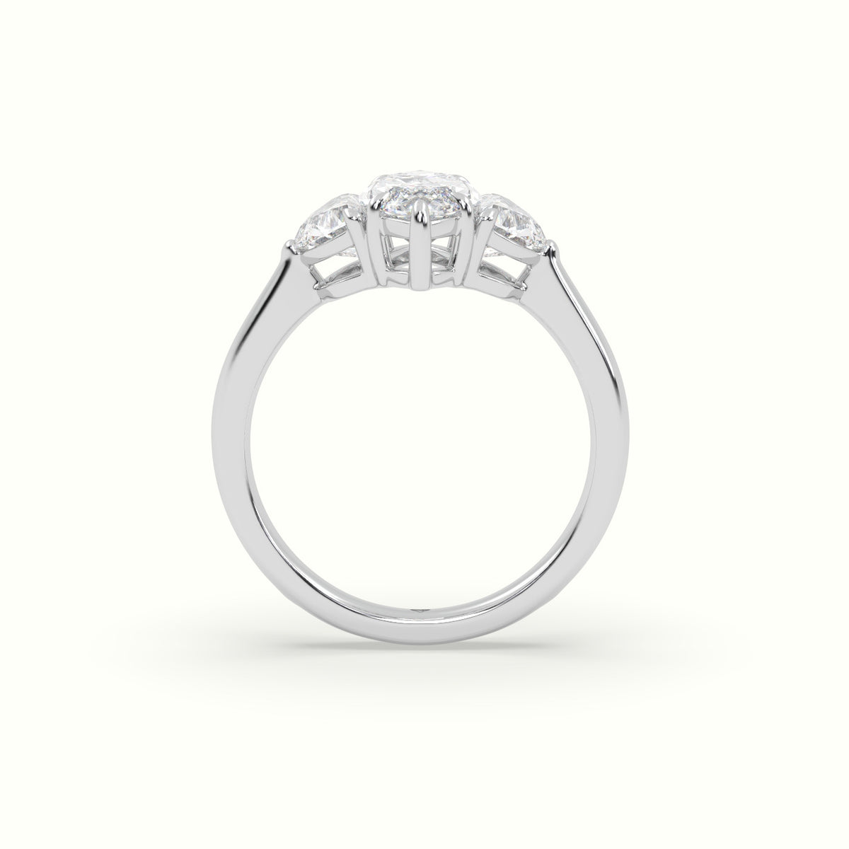 Marquise Diamond Trilogy Half Moon Engagement Ring — White Gold