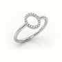 Round Cut Diamonds “O” Initials Monogram Alphabet Ring — White Gold