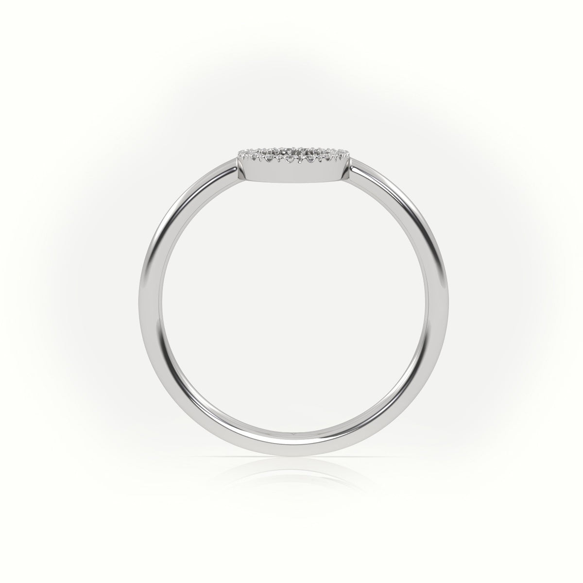Round Cut Diamonds “O” Initials Monogram Alphabet Ring — White Gold