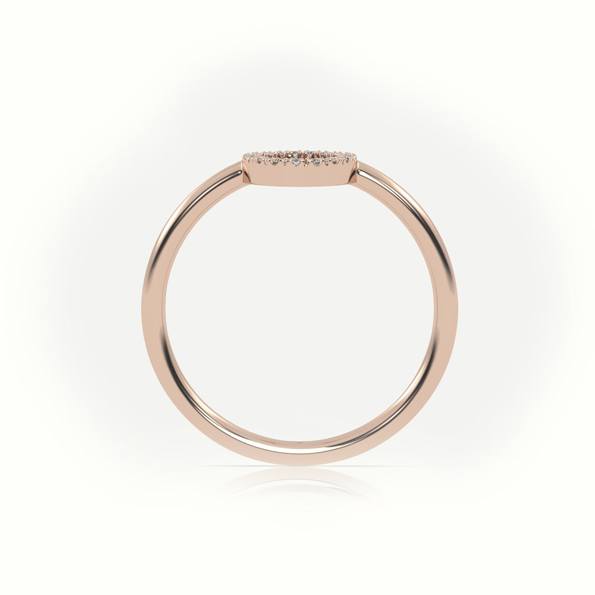 Round Cut Diamonds “O” Initials Monogram Alphabet Ring — Rose Gold