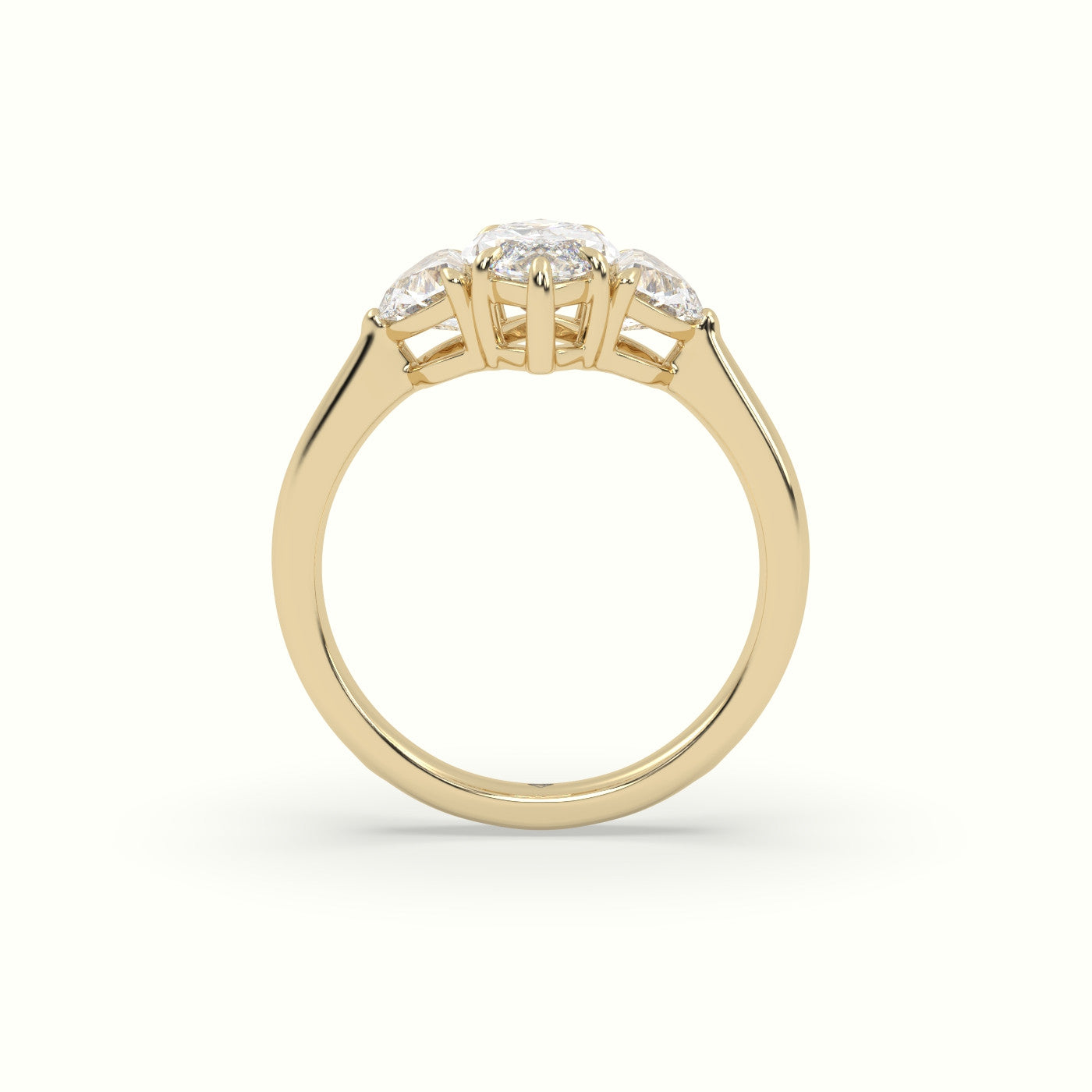 Marquise Diamond Trilogy Half Moon Engagement Ring — Yellow Gold