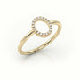 Round Cut Diamonds “O” Initials Monogram Alphabet Ring — Yellow Gold
