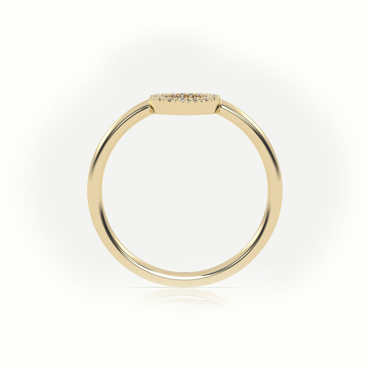 Round Cut Diamonds “O” Initials Monogram Alphabet Ring — Yellow Gold