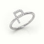 Round Cut Diamonds “P” Initials Monogram Alphabet Ring — White Gold