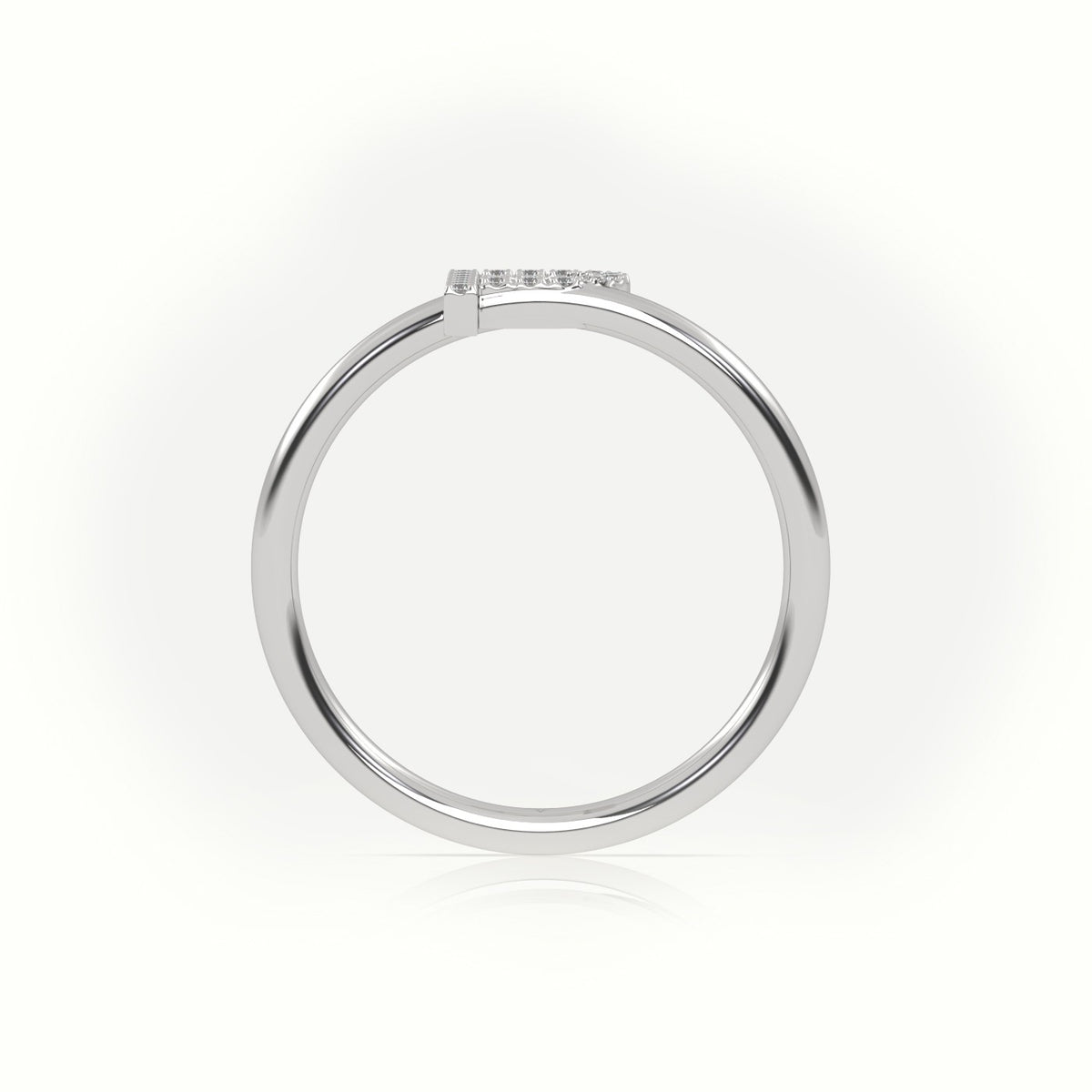 Round Cut Diamonds “P” Initials Monogram Alphabet Ring — White Gold